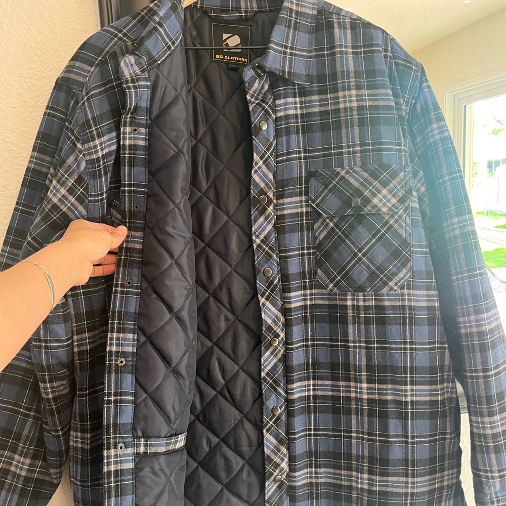 BC CLOTHING Blue Plaid Quilted Jacket